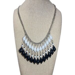 Catherines Vintage Black and White Teardrop Beaded Necklace
